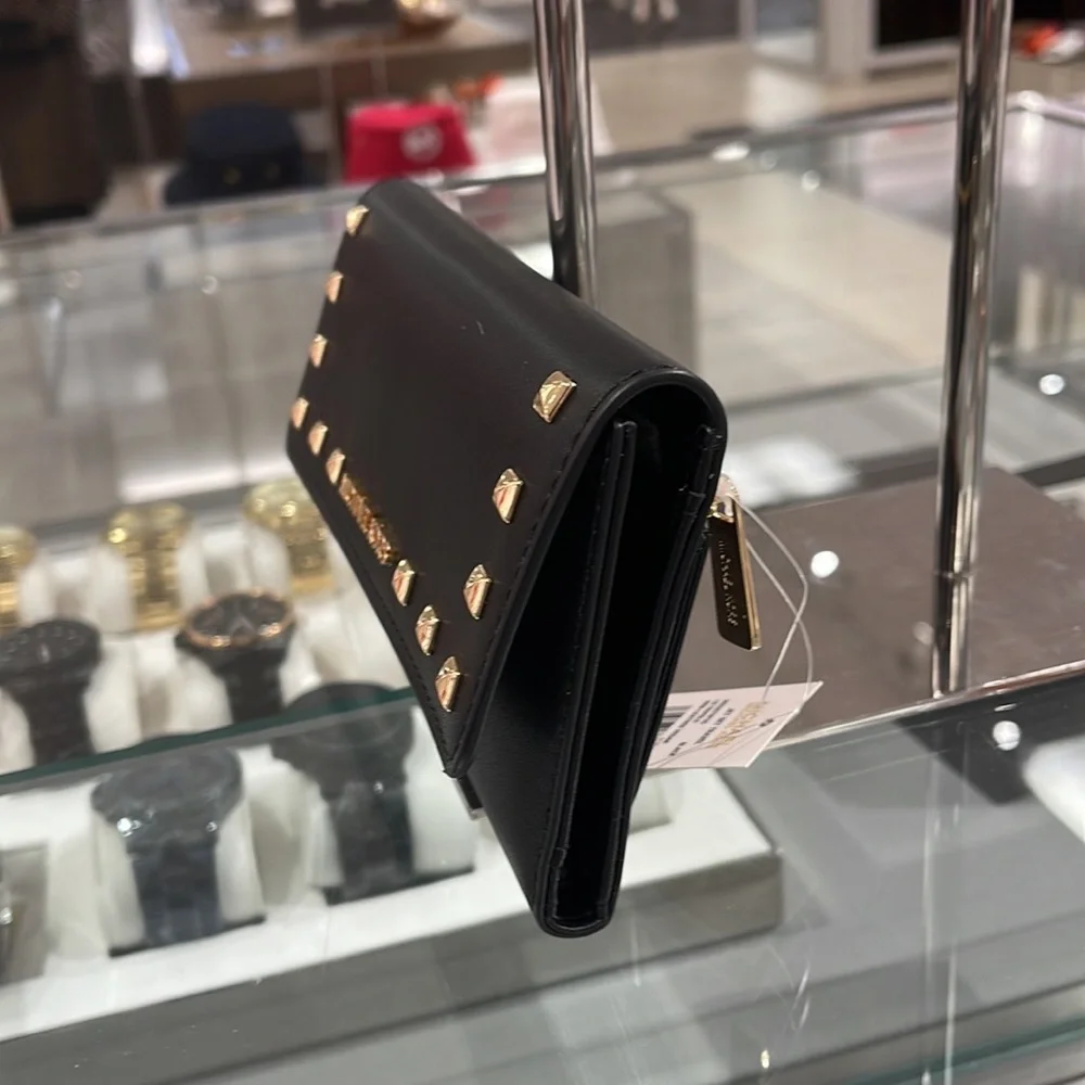 MICHAEL KORS JET SET TRAVEL LADY LARGE TRIFOLD  NON-LEATHER VEGAN WALLET 
BLACK - Picture 6 of 16